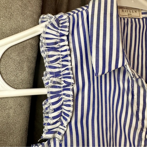 NWOT HAYDEN Girls Blue Stripe Sleeveless Button Top (M) - Picture 8 of 10